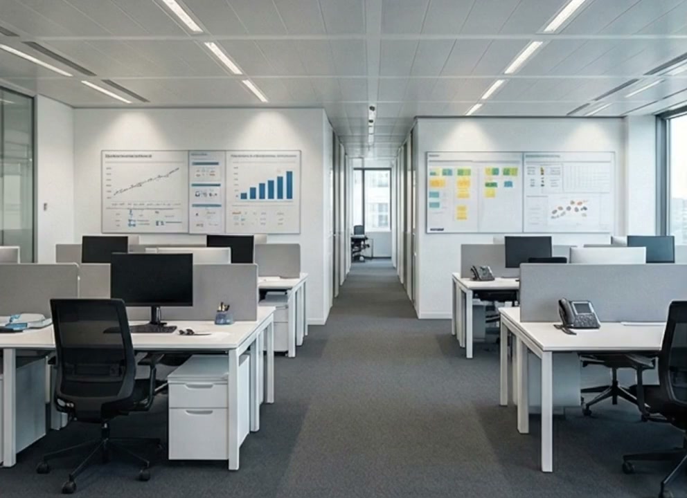 Modern project office setup for investment advisory teams